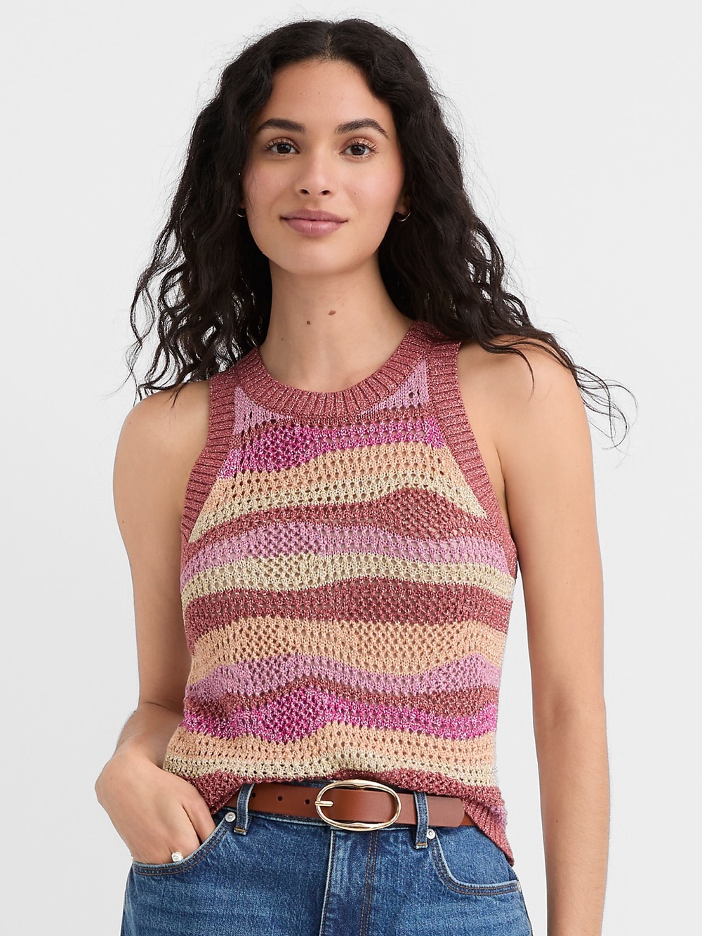 Loft Shimmer Wave Halter Sweater